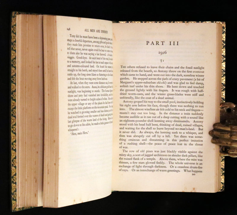 1933 First Edition Bayntun-Riviere Binding - All Men Are Enemies: A Romance by Richard Aldington.