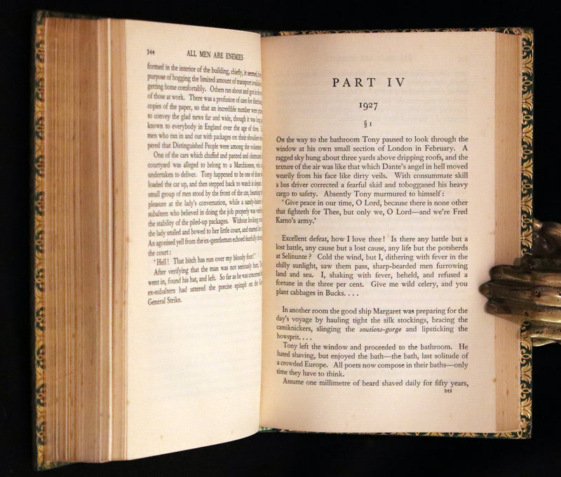 1933 First Edition Bayntun-Riviere Binding - All Men Are Enemies: A Romance by Richard Aldington.