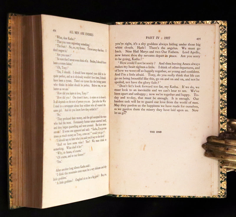 1933 First Edition Bayntun-Riviere Binding - All Men Are Enemies: A Romance by Richard Aldington.