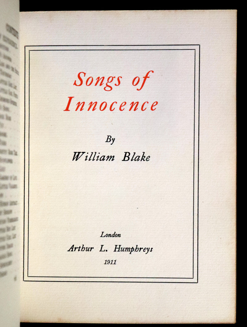 1911 Rare Book - SONGS OF INNOCENCE & Songs of Experience by William Blake.