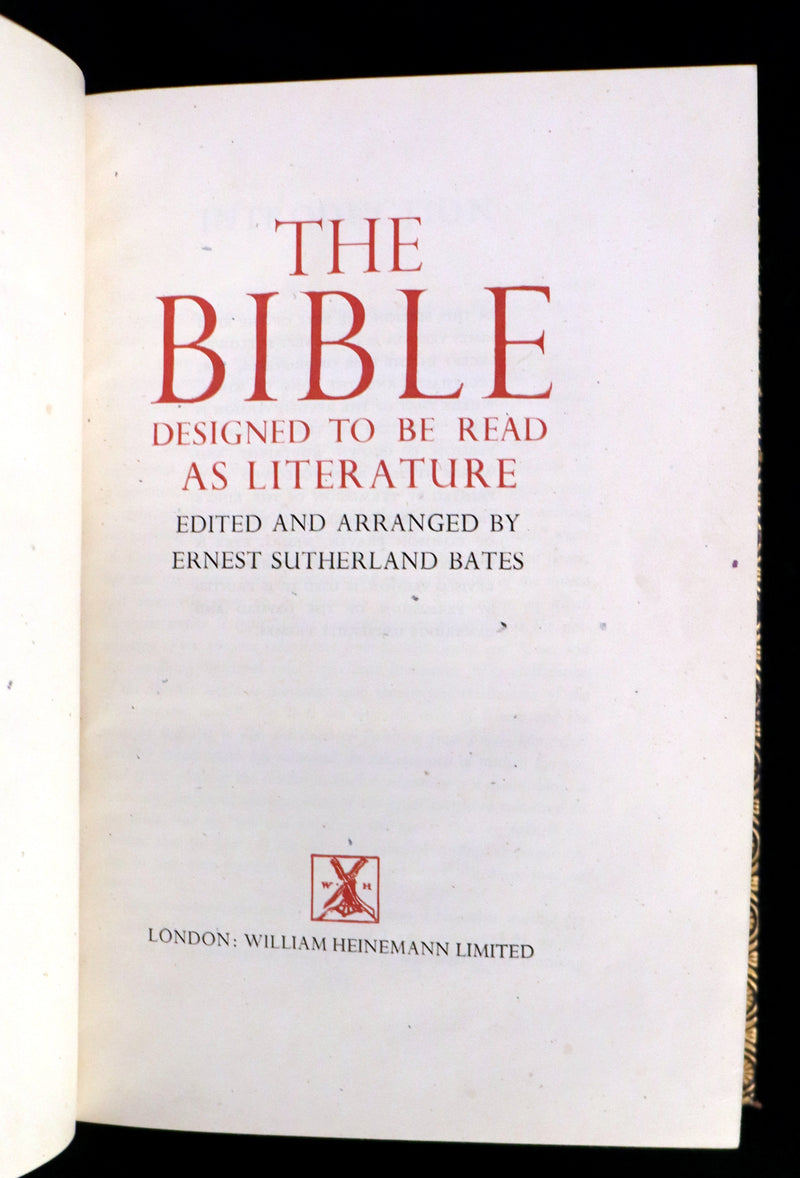 1937 Rare First UK Edition in this format in a Bayntun-Riviere Binding - The Bible Designed To Be Read As Literature.