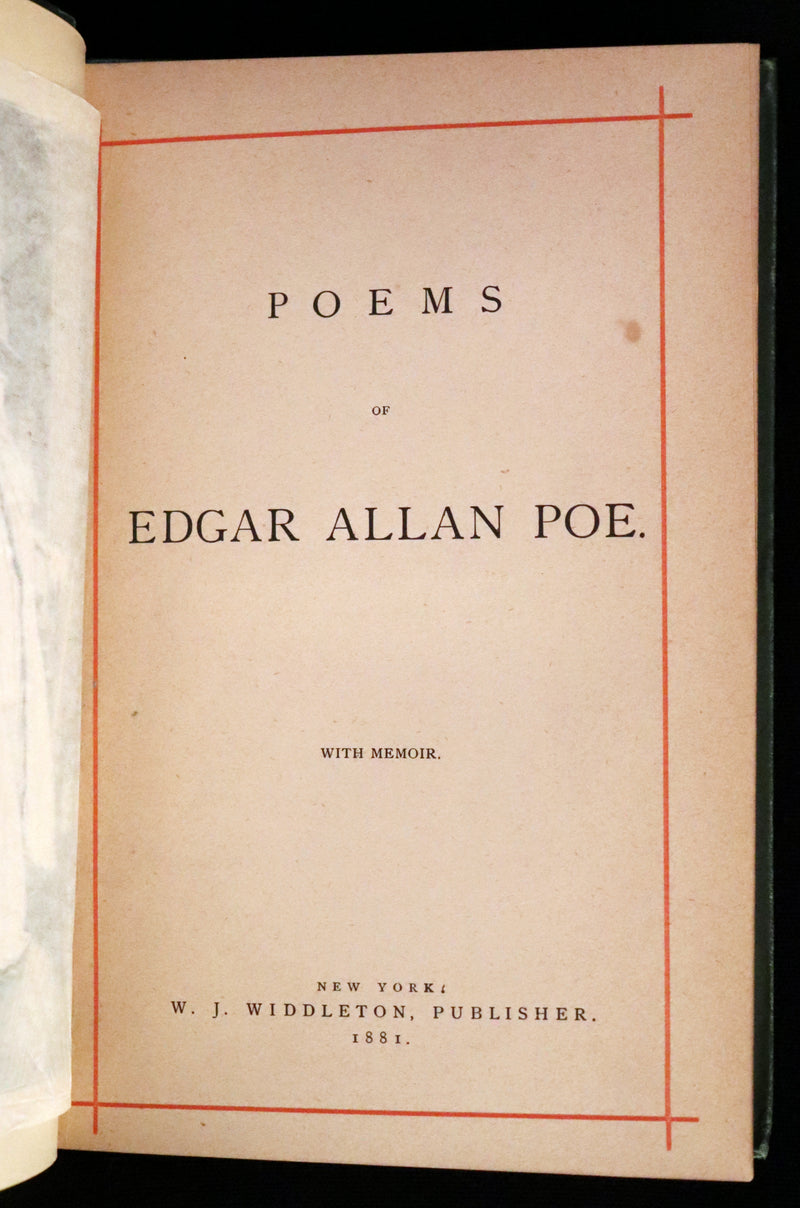 1881 Rare Book - Poems of Edgar Allan POE (The Raven, Lenore, Ulalume, ...).