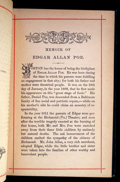 1881 Rare Book - Poems of Edgar Allan POE (The Raven, Lenore, Ulalume, ...).