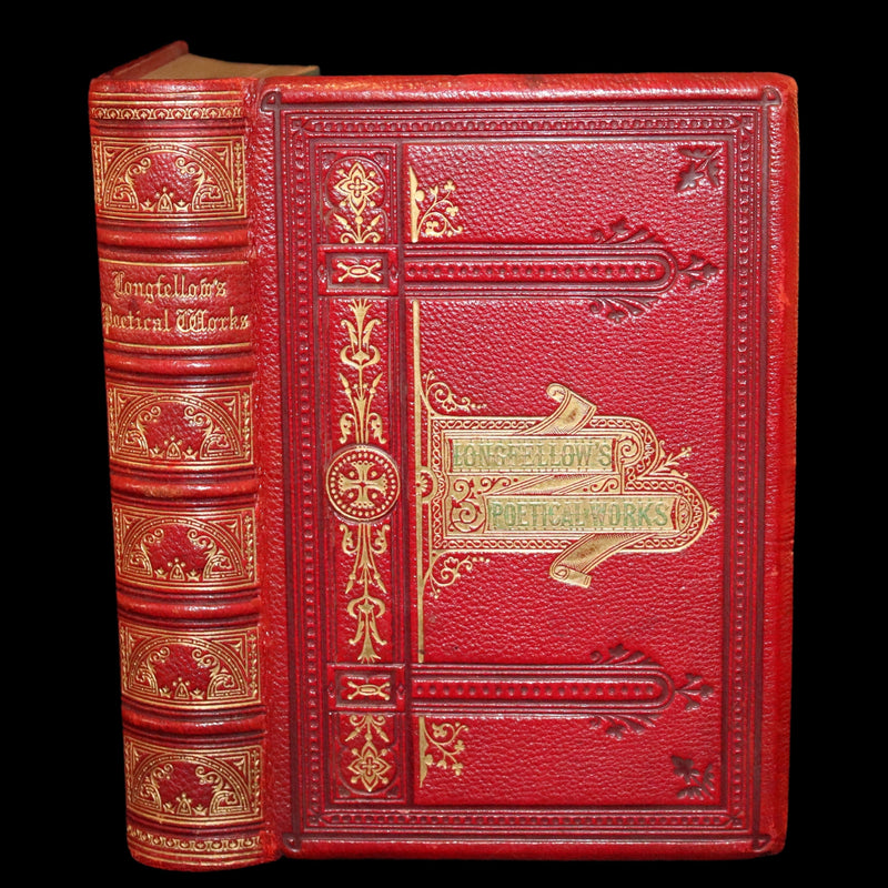 1875 Beautiful Victorian Binding - The Poetical Works of Henry Wadsworth Longfellow. Illustrated.