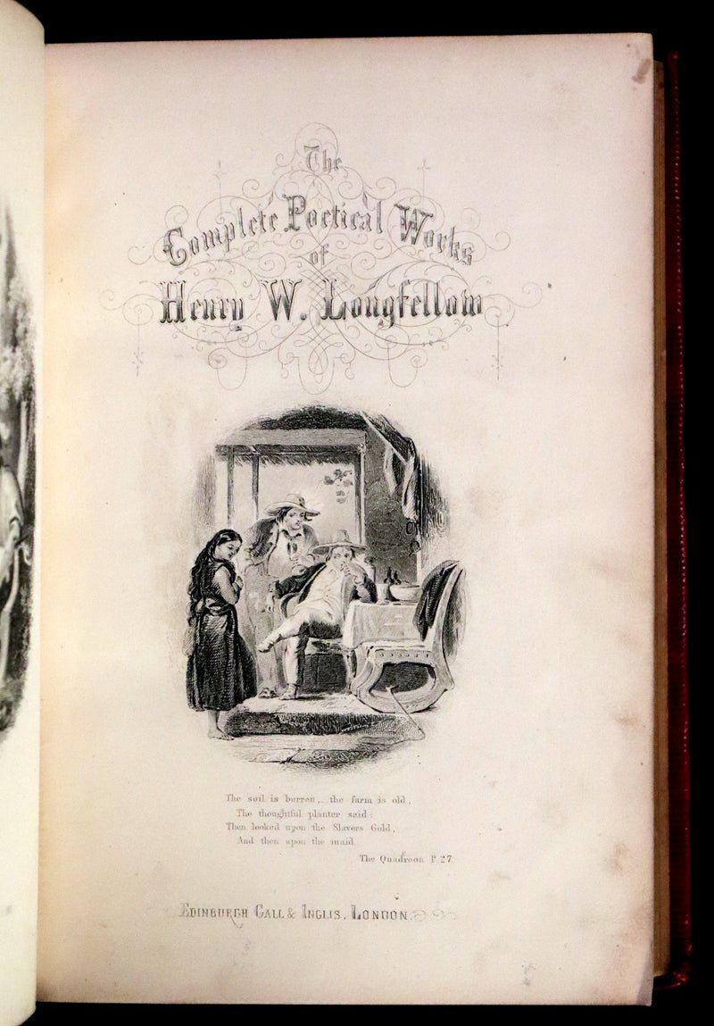 1875 Beautiful Victorian Binding - The Poetical Works of Henry Wadsworth Longfellow. Illustrated.