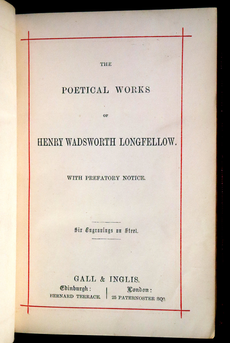 1875 Beautiful Victorian Binding - The Poetical Works of Henry Wadsworth Longfellow. Illustrated.