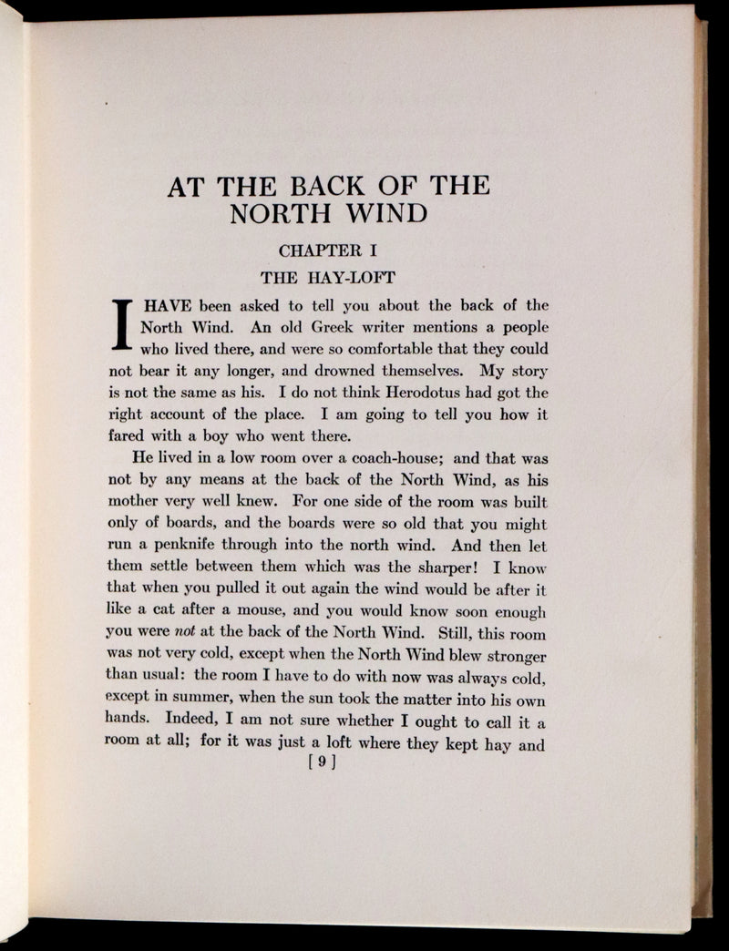 1919 Rare First Edition - AT THE BACK OF THE NORTH WIND, Illustrated by Jessie Willcox Smith.