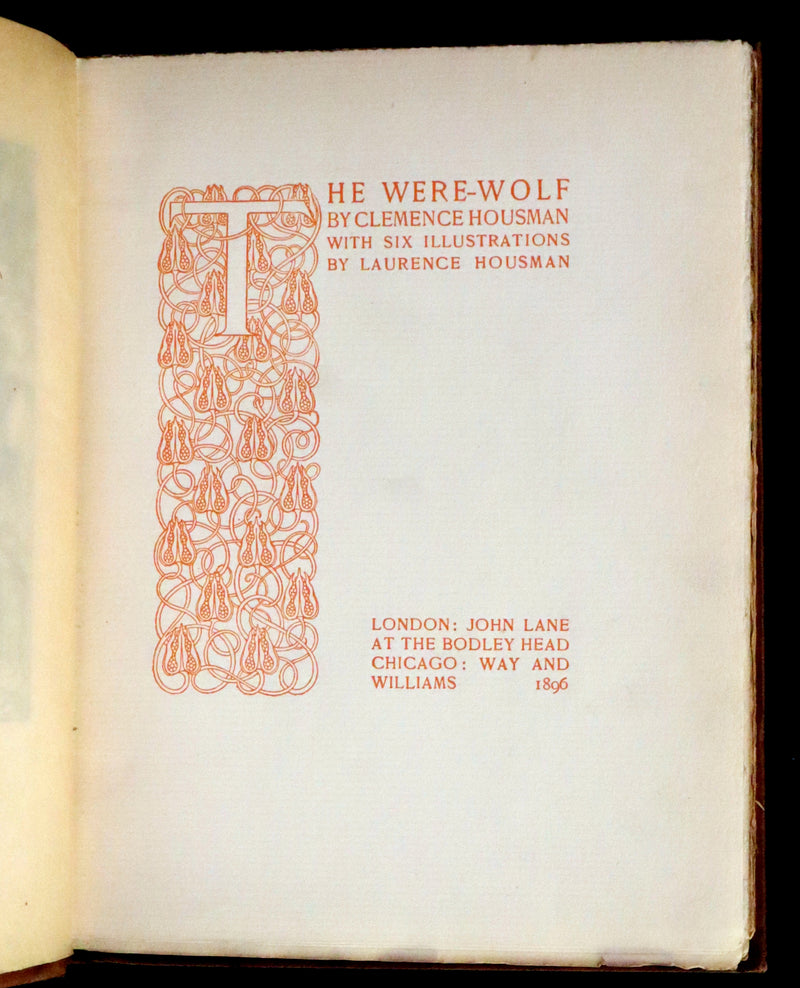 1896 Rare First Edition Book on Werewolves - THE WERE-WOLF by Clemence Housman.