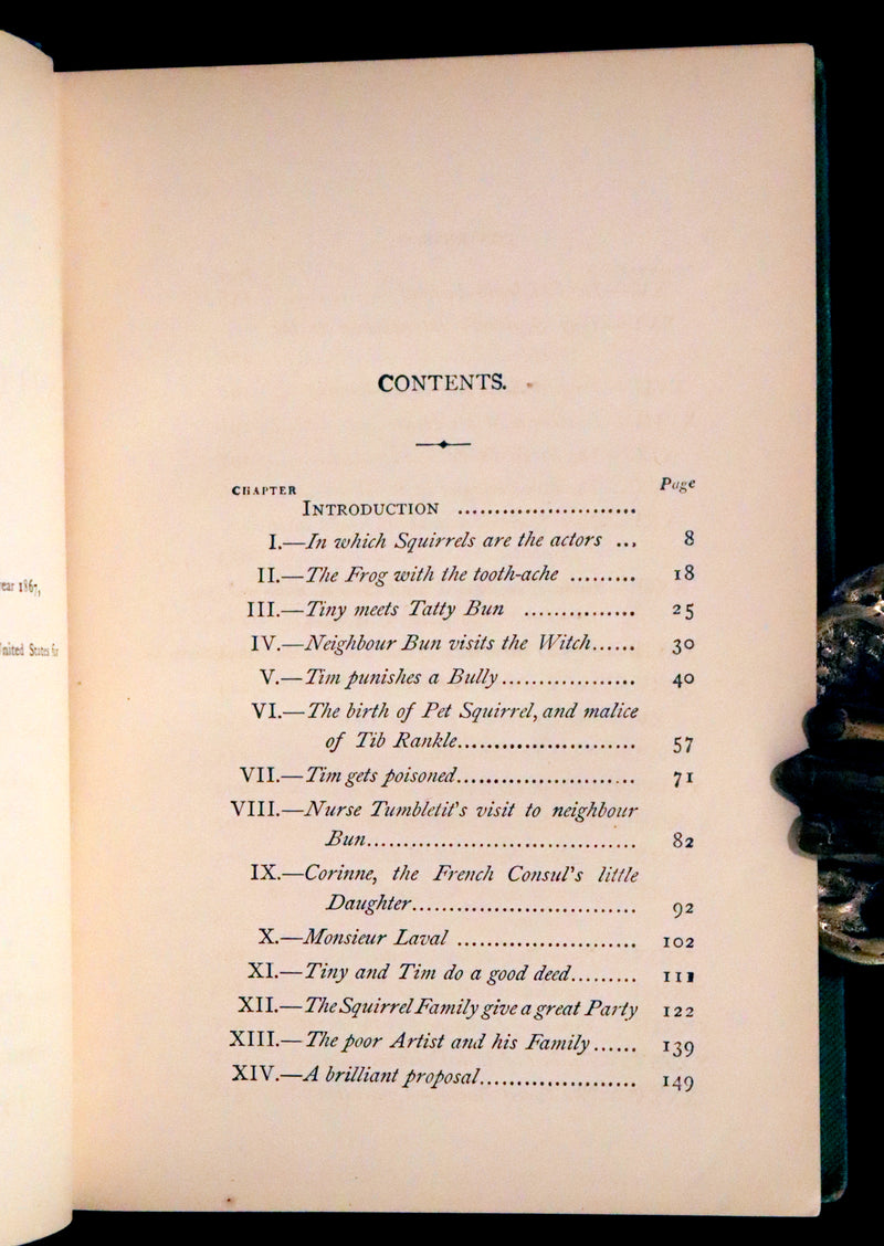 1868 Scarce Book ~ AMONG THE SQUIRRELS by Mrs. Denison, Illustrated by Griset & engraved by Dalziel Brothers.