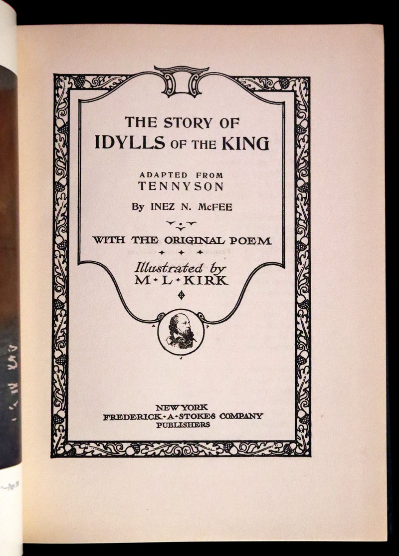 1912 Rare Book Illustrated by Maria L. Kirk - Legend of King Arthur - The Story of Idylls of the King.