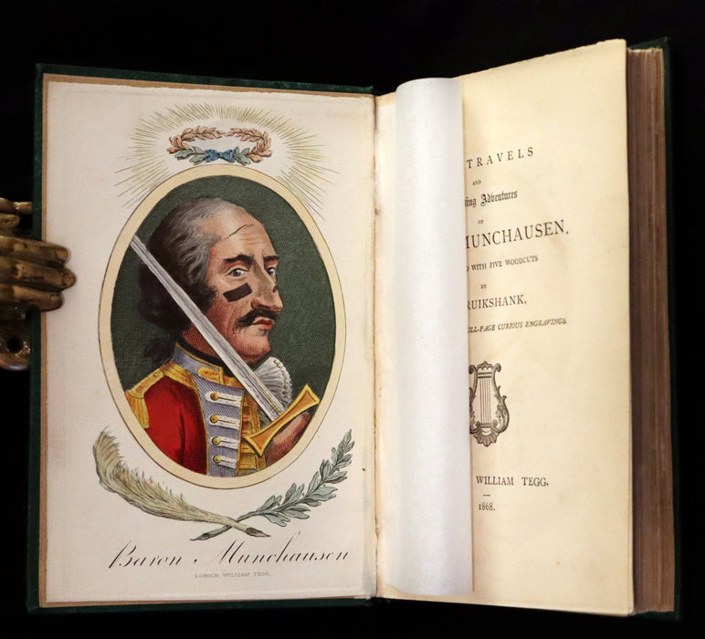 1868 Rare Book - The Travels and Surprising Adventures of Baron MUNCHAUSEN. Illustrated by Cruikshank.