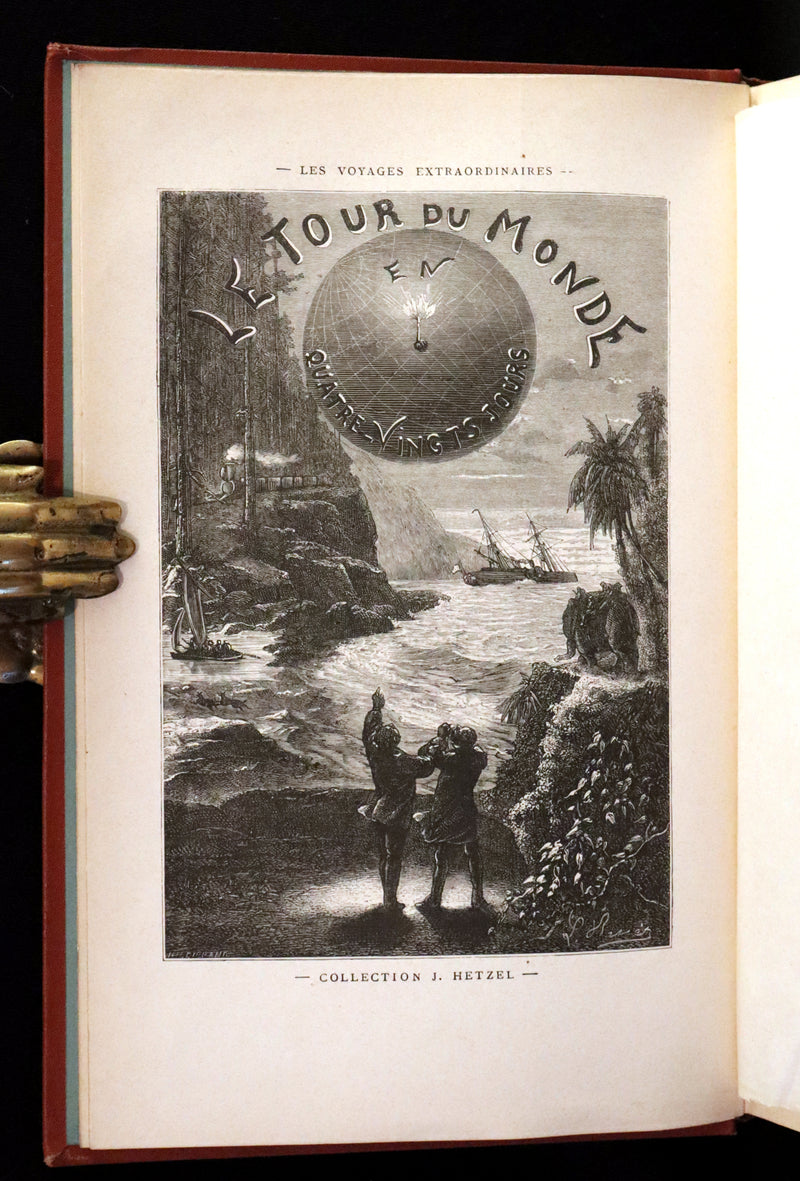 1876 Rare French Book - JULES VERNE - Around the World in Eighty Days - Le tour du monde en quatre-vingts jours.