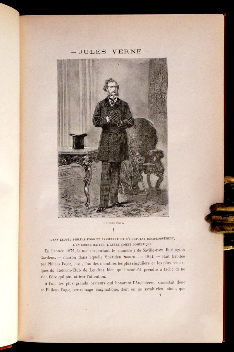 1876 Rare French Book - JULES VERNE - Around the World in Eighty Days - Le tour du monde en quatre-vingts jours.