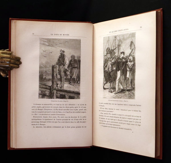 1876 Rare French Book - JULES VERNE - Around the World in Eighty Days - Le tour du monde en quatre-vingts jours.