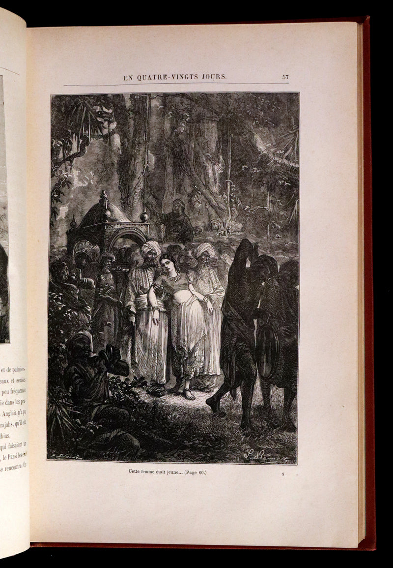 1876 Rare French Book - JULES VERNE - Around the World in Eighty Days - Le tour du monde en quatre-vingts jours.