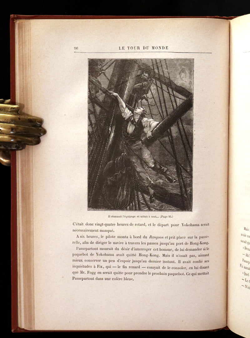1876 Rare French Book - JULES VERNE - Around the World in Eighty Days - Le tour du monde en quatre-vingts jours.