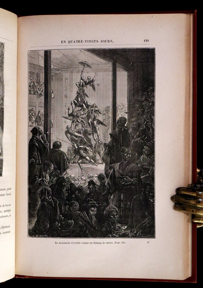 1876 Rare French Book - JULES VERNE - Around the World in Eighty Days - Le tour du monde en quatre-vingts jours.