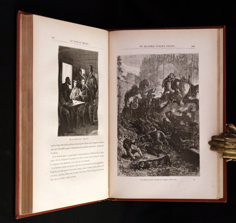 1876 Rare French Book - JULES VERNE - Around the World in Eighty Days - Le tour du monde en quatre-vingts jours.