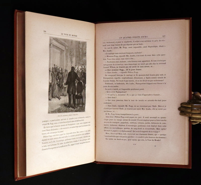 1876 Rare French Book - JULES VERNE - Around the World in Eighty Days - Le tour du monde en quatre-vingts jours.