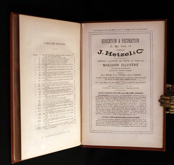 1876 Rare French Book - JULES VERNE - Around the World in Eighty Days - Le tour du monde en quatre-vingts jours.