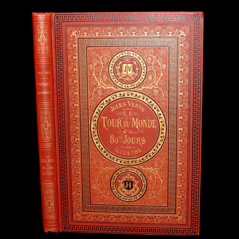 1876 Rare French Book - JULES VERNE - Around the World in Eighty Days - Le tour du monde en quatre-vingts jours.
