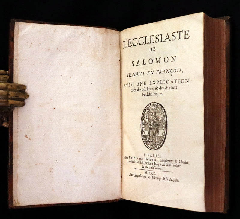 1701 Rare Latin French Book Bible - ECCLESIASTES of King Solomon & The Book of Wisdom by Le Maistre de Sacy.