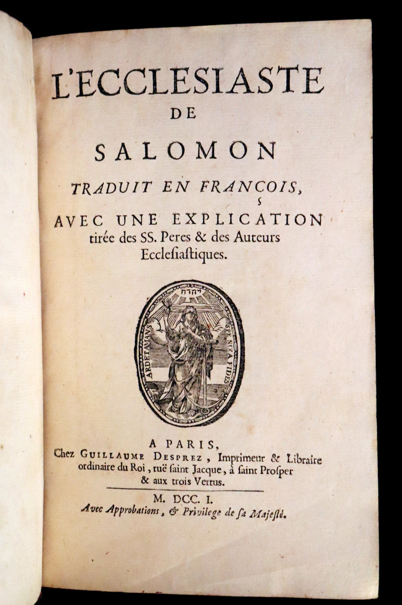 1701 Rare Latin French Book Bible - ECCLESIASTES of King Solomon & The Book of Wisdom by Le Maistre de Sacy.