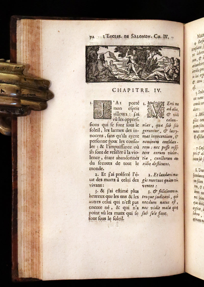1701 Rare Latin French Book Bible - ECCLESIASTES of King Solomon & The Book of Wisdom by Le Maistre de Sacy.