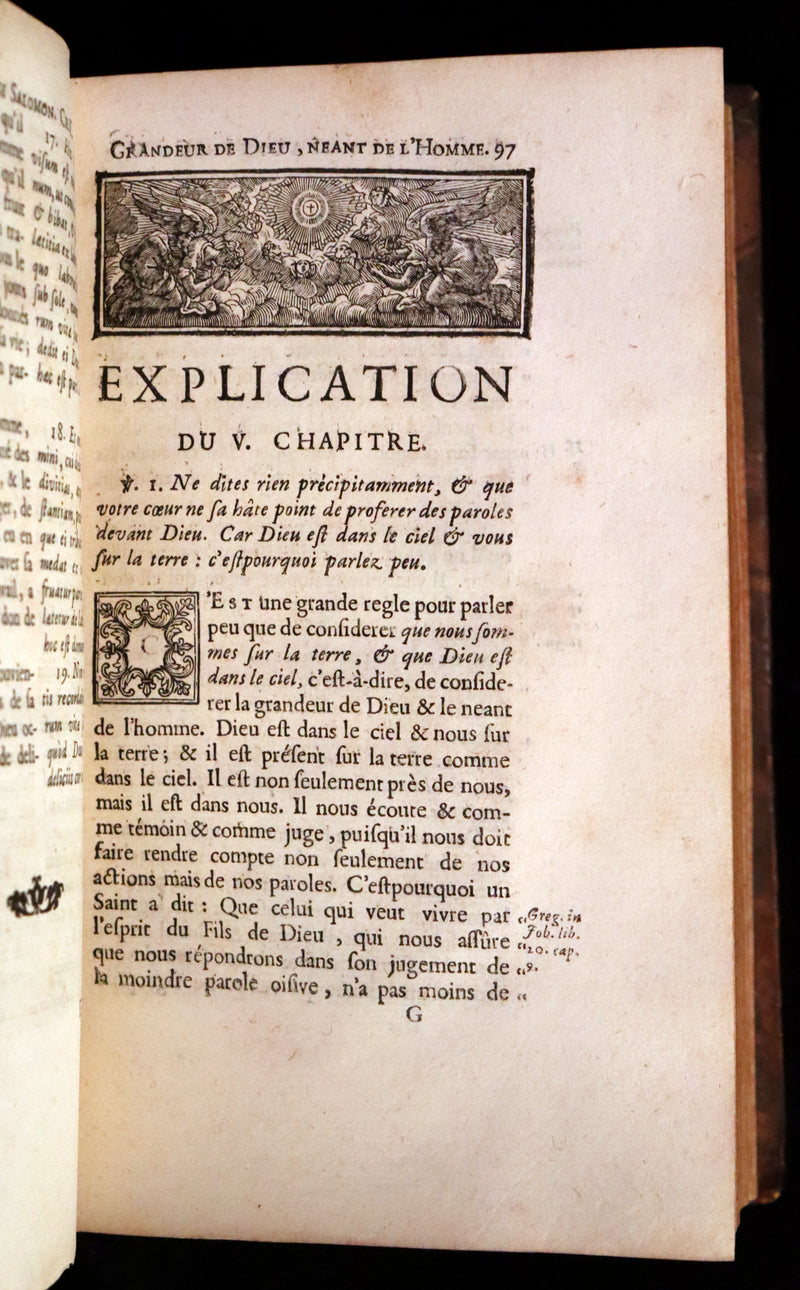 1701 Rare Latin French Book Bible - ECCLESIASTES of King Solomon & The Book of Wisdom by Le Maistre de Sacy.