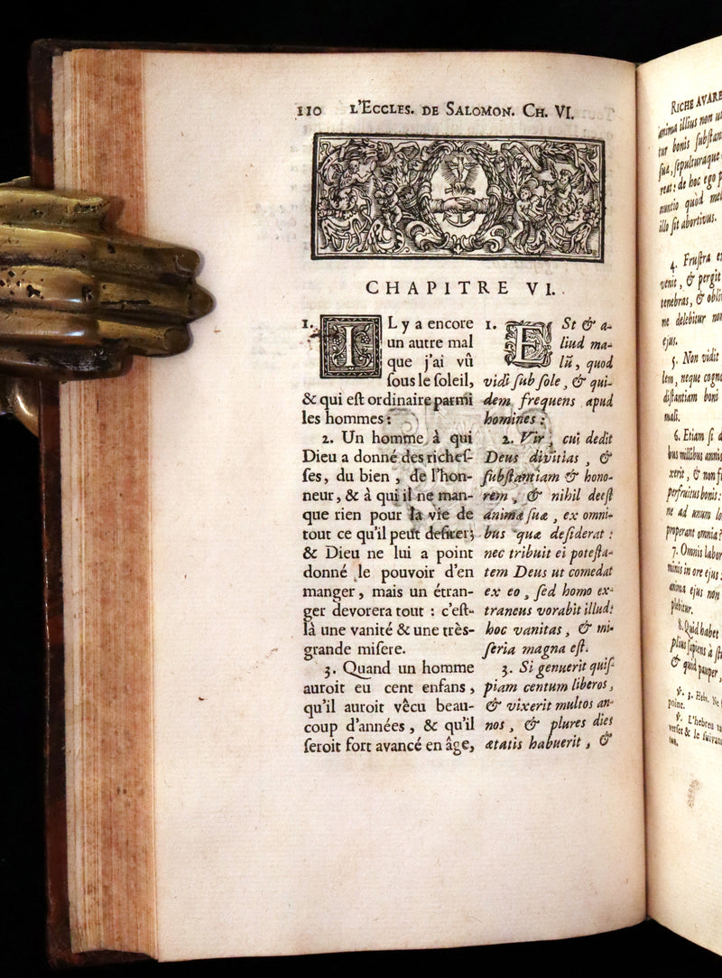 1701 Rare Latin French Book Bible - ECCLESIASTES of King Solomon & The Book of Wisdom by Le Maistre de Sacy.