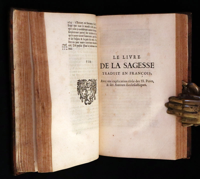 1701 Rare Latin French Book Bible - ECCLESIASTES of King Solomon & The Book of Wisdom by Le Maistre de Sacy.
