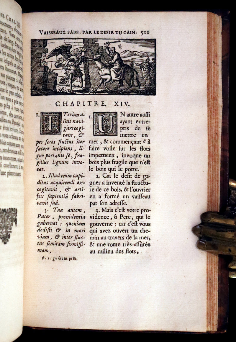 1701 Rare Latin French Book Bible - ECCLESIASTES of King Solomon & The Book of Wisdom by Le Maistre de Sacy.