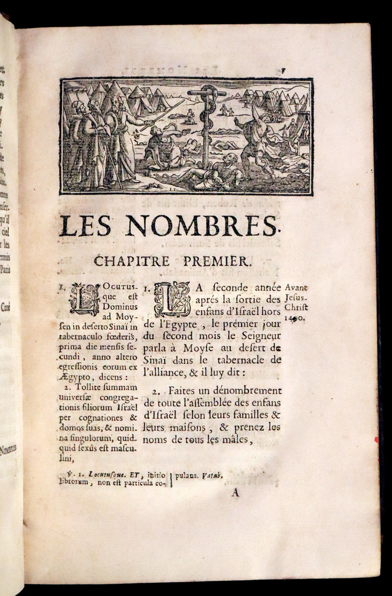 1685 Rare Latin French Book Bible - The Book of Numbers & The Book of Deuteronomy by Le Maistre de Sacy.