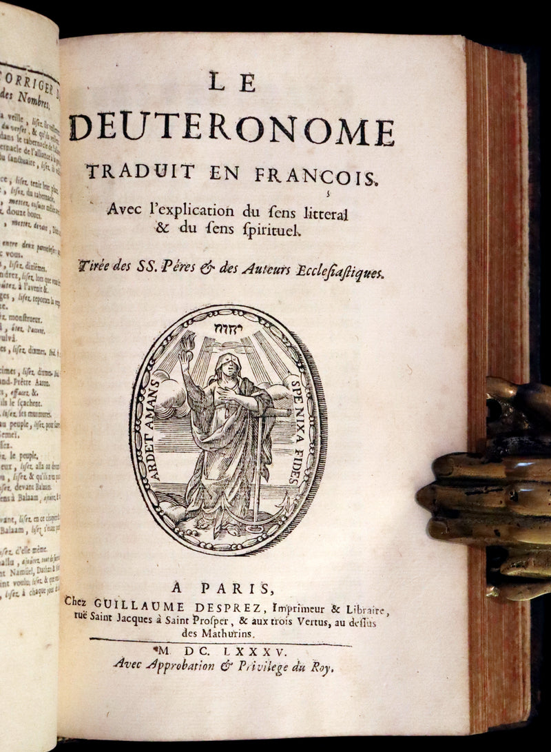 1685 Rare Latin French Book Bible - The Book of Numbers & The Book of Deuteronomy by Le Maistre de Sacy.