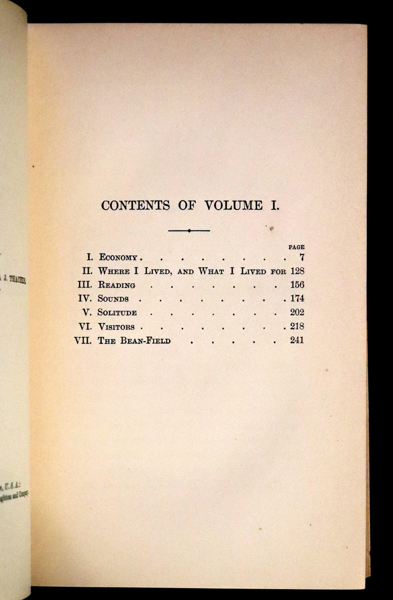 1894 Rare Book Set - WALDEN or, Life in the Woods by Henry David Thoreau.