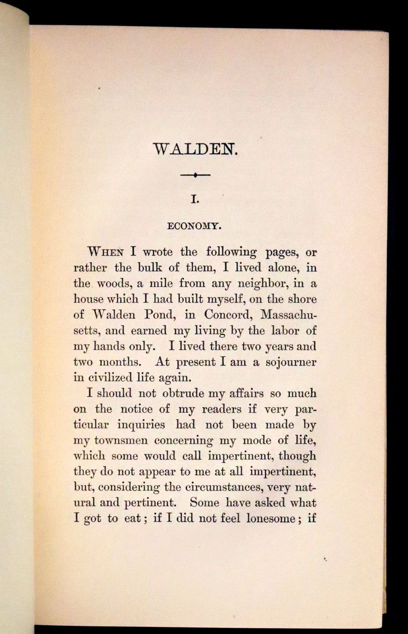 1894 Rare Book Set - WALDEN or, Life in the Woods by Henry David Thoreau.