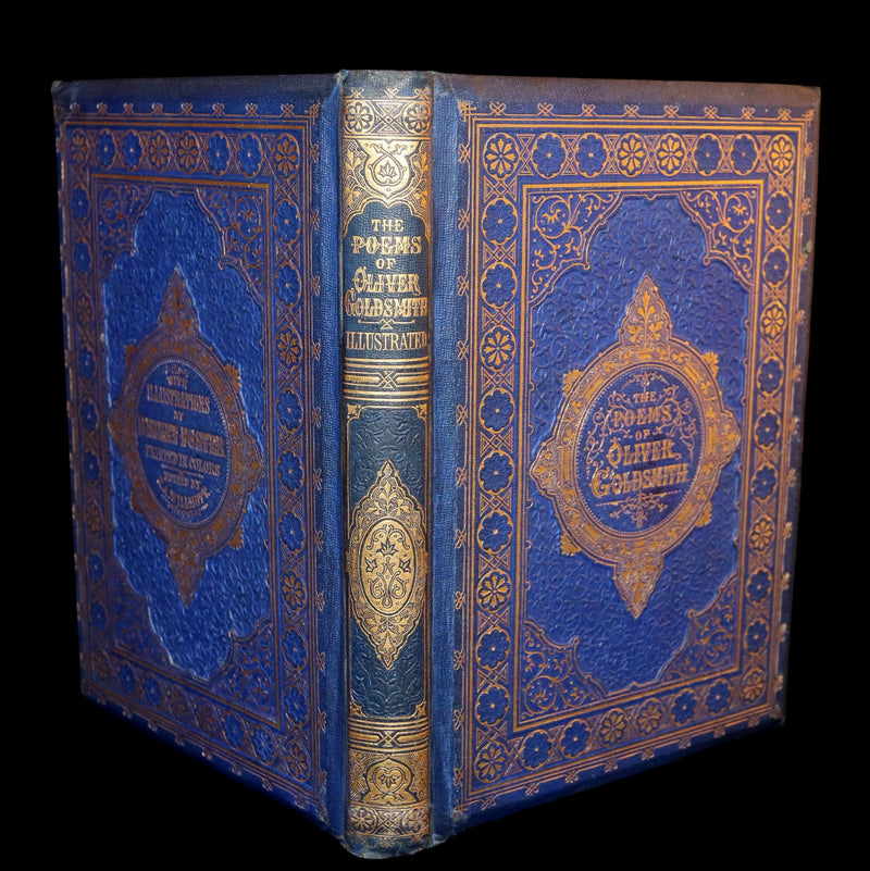 1860 Rare Book - The Poems of Oliver Goldsmith, coloured illustrated by Birket Foster and H. N. Humphrey.