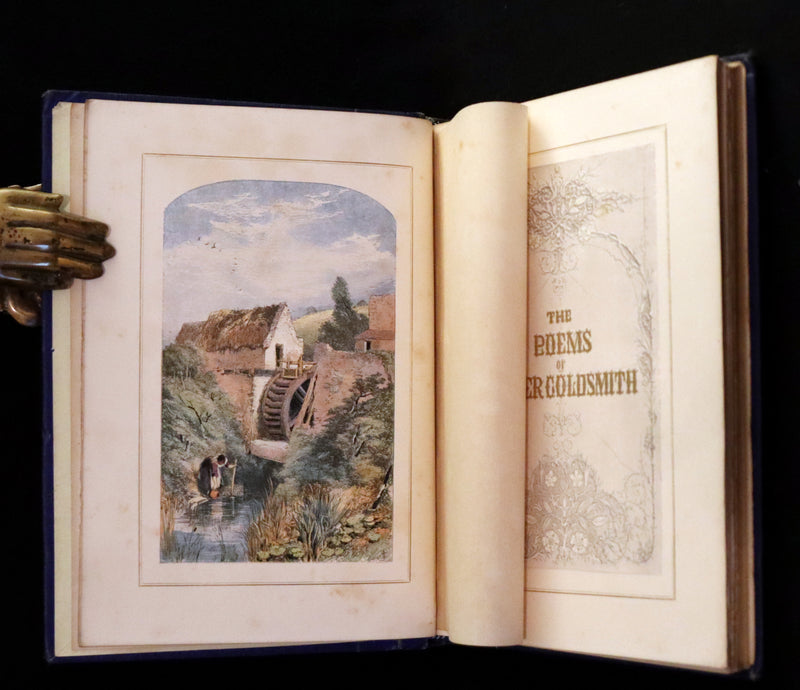 1860 Rare Book - The Poems of Oliver Goldsmith, coloured illustrated by Birket Foster and H. N. Humphrey.