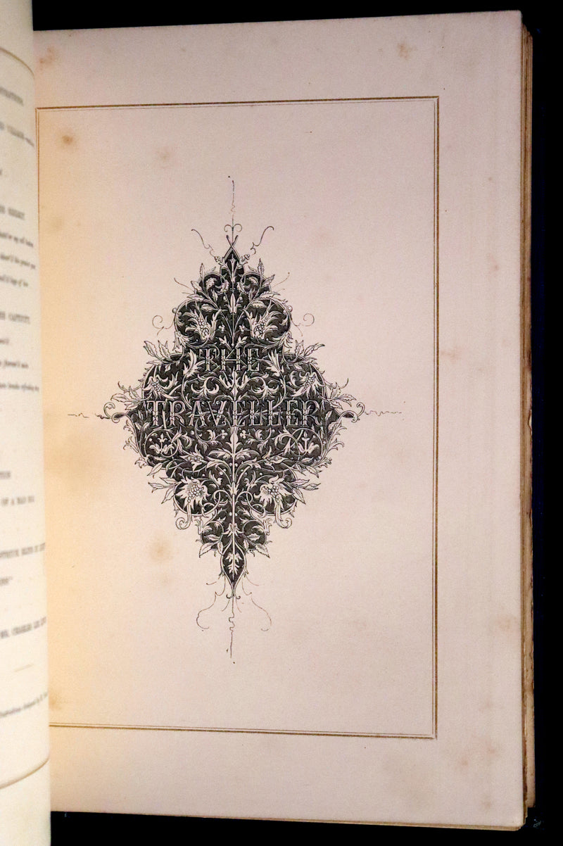 1860 Rare Book - The Poems of Oliver Goldsmith, coloured illustrated by Birket Foster and H. N. Humphrey.