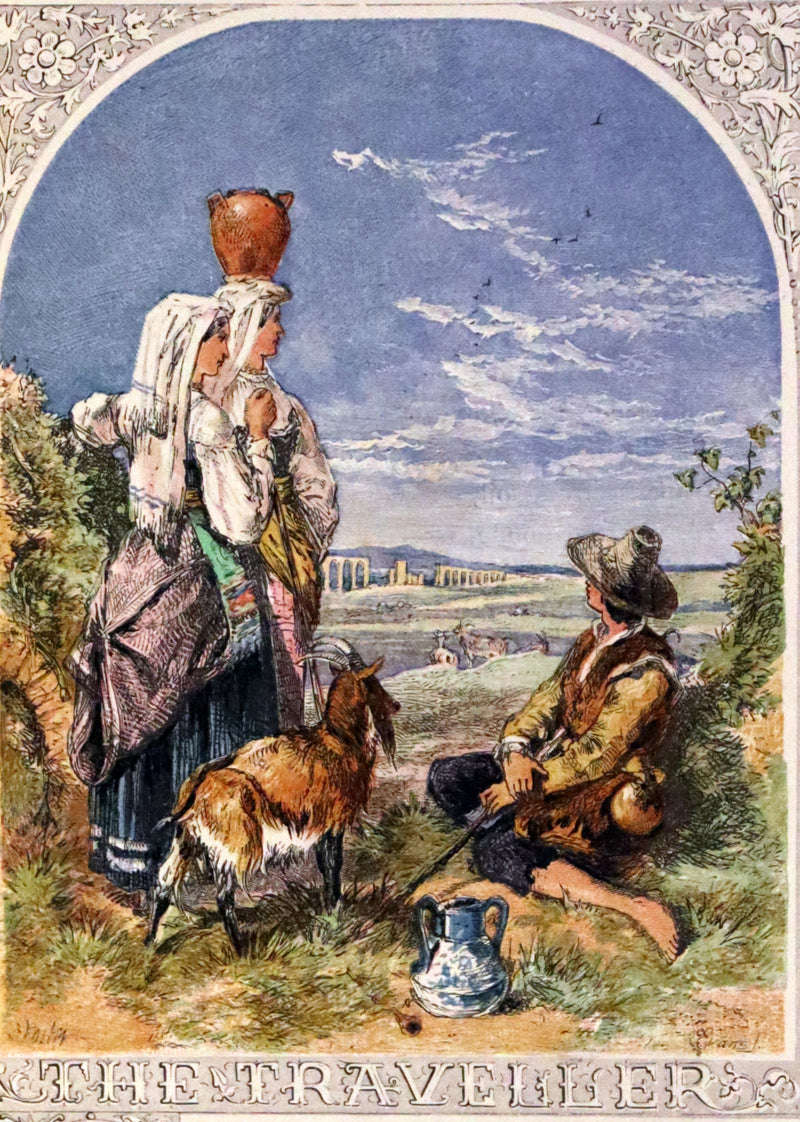 1860 Rare Book - The Poems of Oliver Goldsmith, coloured illustrated by Birket Foster and H. N. Humphrey.