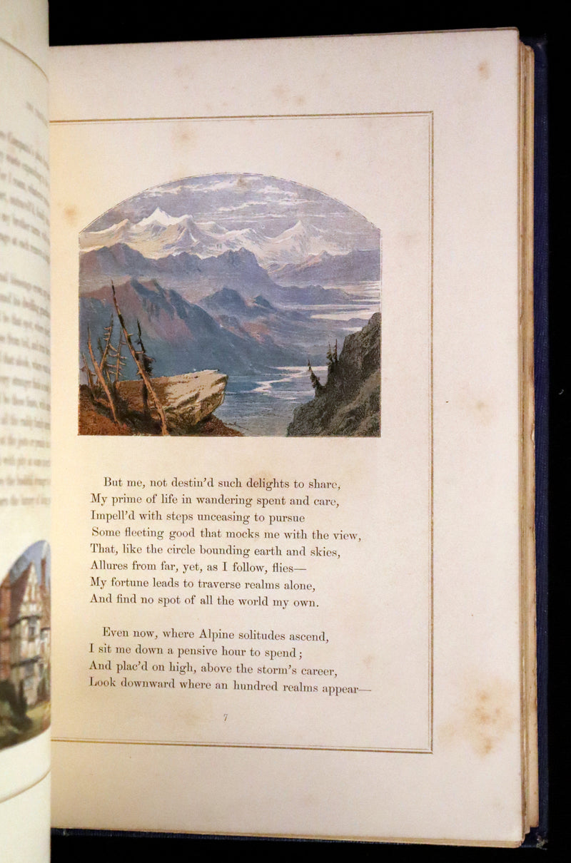 1860 Rare Book - The Poems of Oliver Goldsmith, coloured illustrated by Birket Foster and H. N. Humphrey.