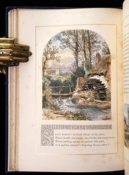 1860 Rare Book - The Poems of Oliver Goldsmith, coloured illustrated by Birket Foster and H. N. Humphrey.