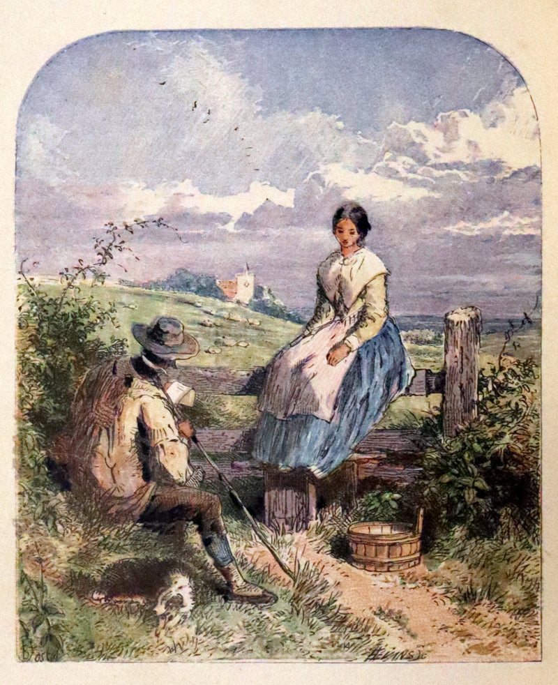 1860 Rare Book - The Poems of Oliver Goldsmith, coloured illustrated by Birket Foster and H. N. Humphrey.