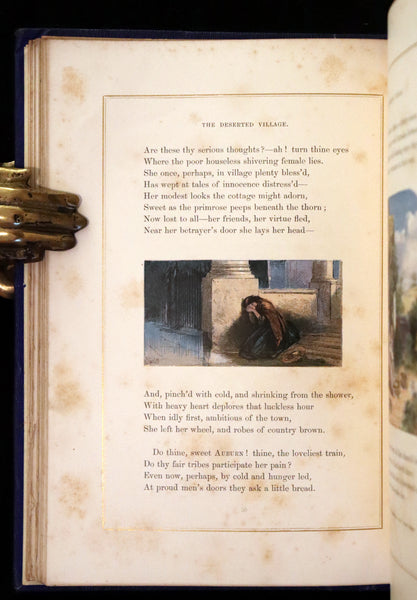 1860 Rare Book - The Poems of Oliver Goldsmith, coloured illustrated by Birket Foster and H. N. Humphrey.