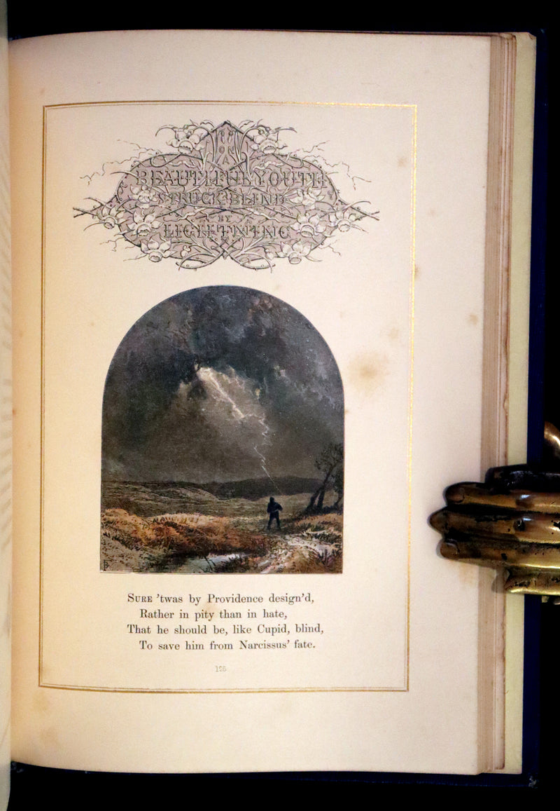 1860 Rare Book - The Poems of Oliver Goldsmith, coloured illustrated by Birket Foster and H. N. Humphrey.