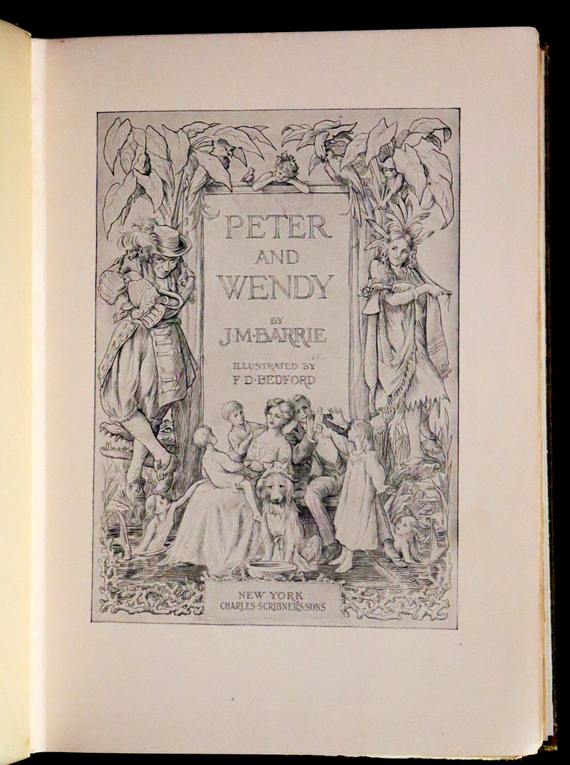 1911 Rare PETER PAN First Edition - PETER and WENDY by J.M. Barrie illustrated by F.D. Bedford.
