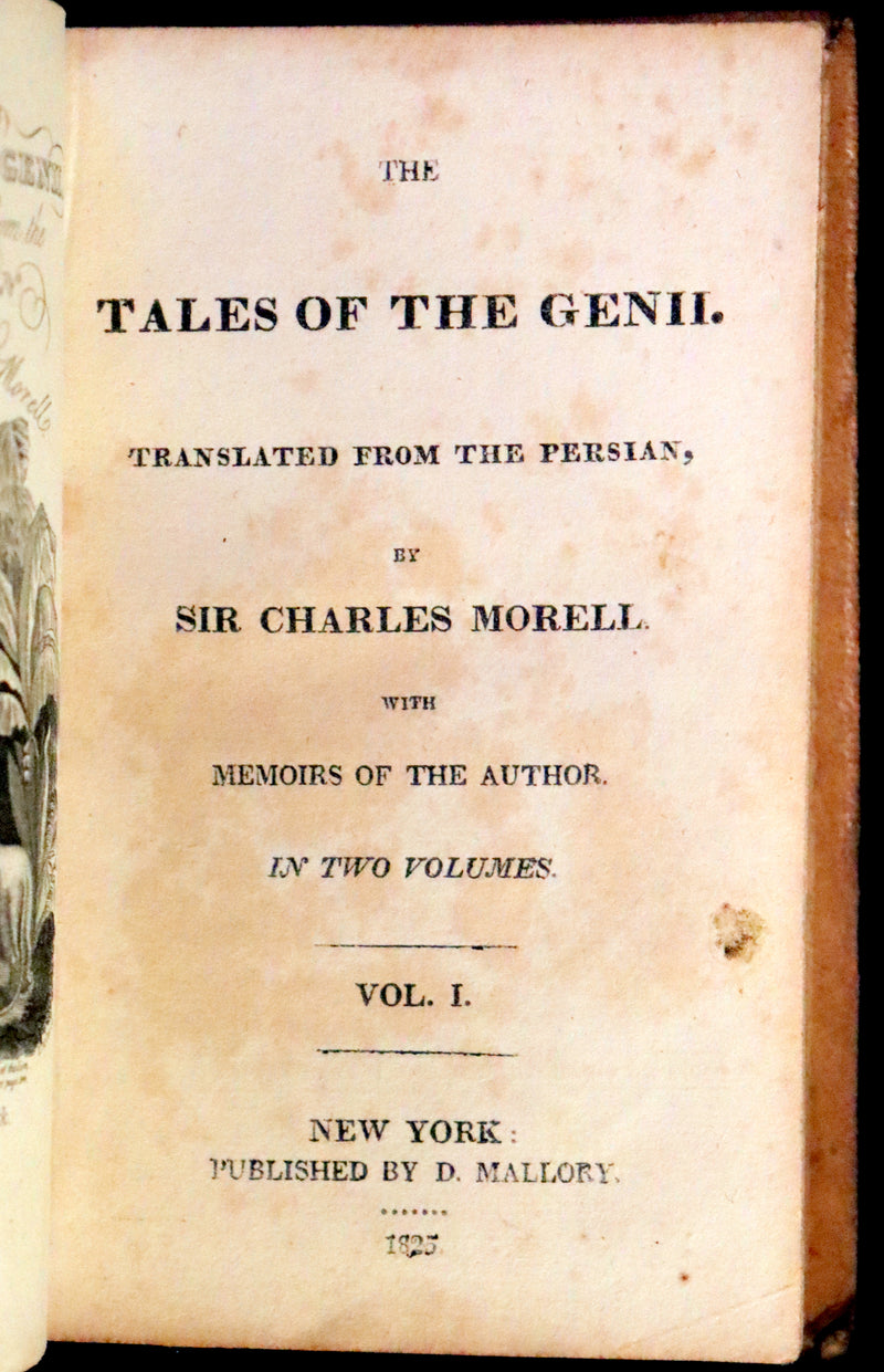 1825 Scarce Book Set - The Tales of the Genii, Translated from the Persian by Sir Charles Morrell.