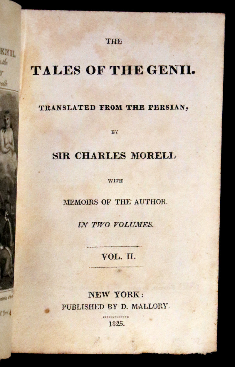 1825 Scarce Book Set - The Tales of the Genii, Translated from the Persian by Sir Charles Morrell.