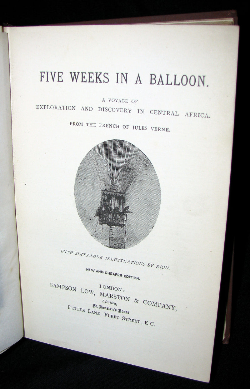 1899 Rare Victorian Book - JULES VERNE Five Weeks in a Balloon.