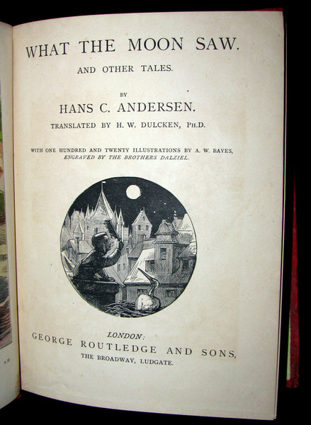 1870's Scarce Victorian Edition - Hans Christian Andersen - What the Moon Saw and Other Tales